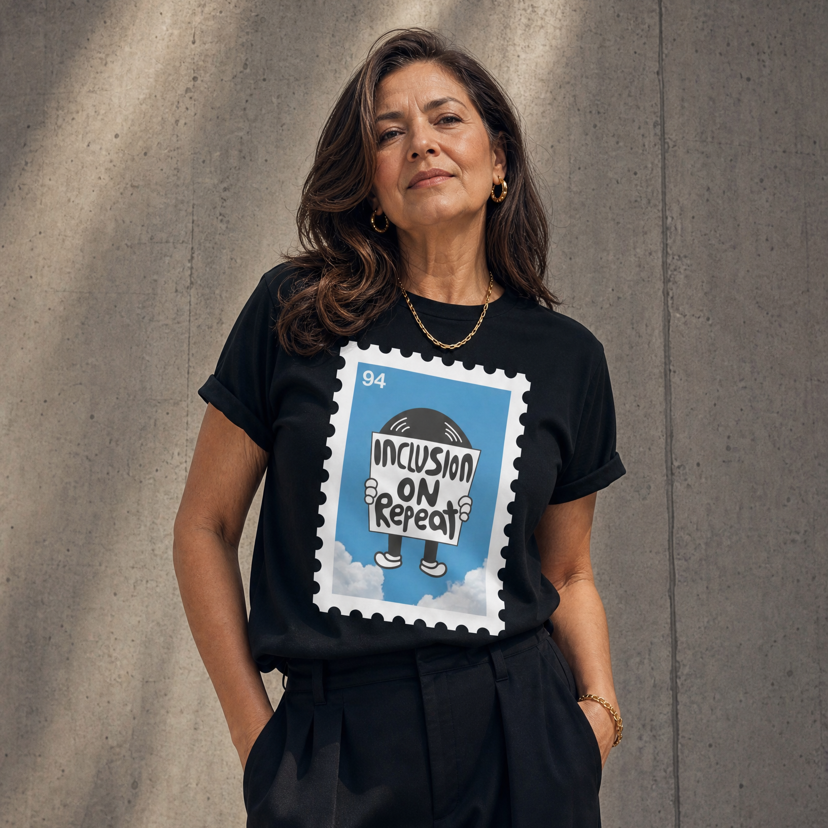 Inclusion On Repeat Women's High-Waisted Tee | Autism Society San Diego