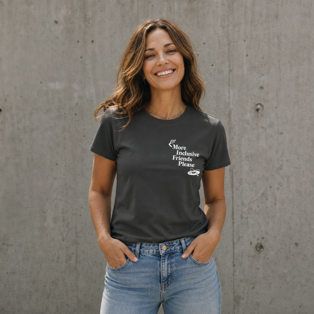 More Inclusive Friends Please Women's High-Waisted Tee | Autism Society San Diego