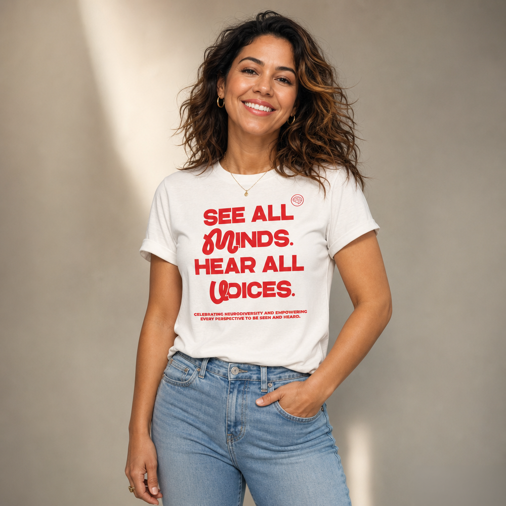 See All Minds. Hear All Voices. Women's High-Waisted Tee | Autism Society San Diego