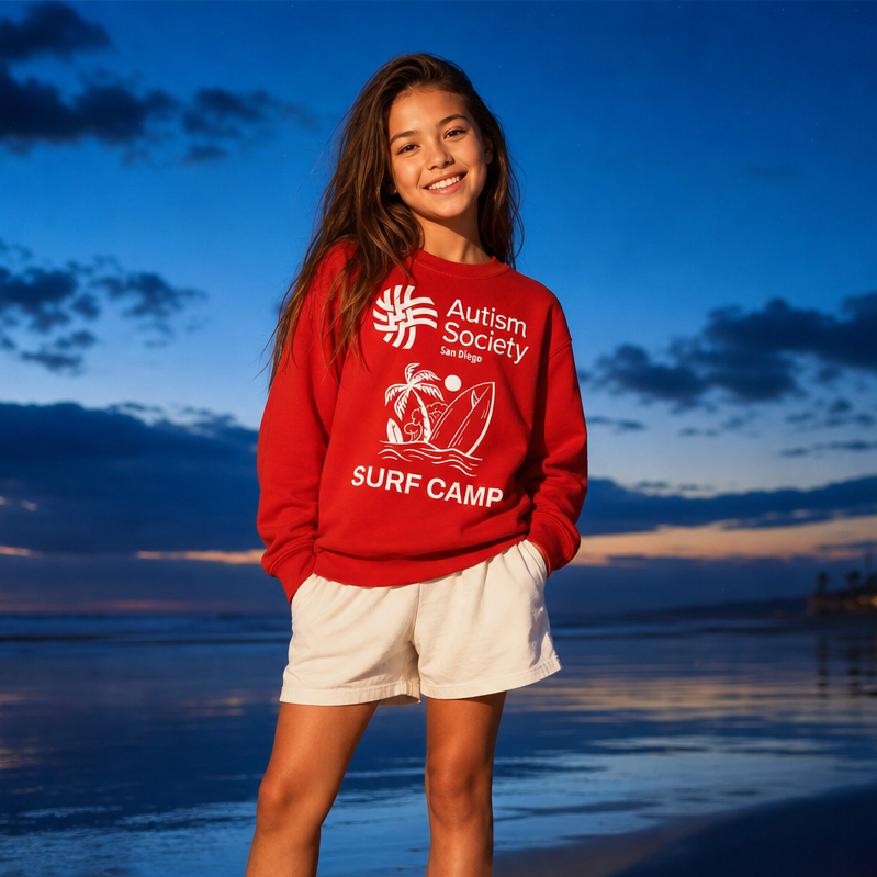 Surf Camp Youth Sweatshirt | Autism Society San Diego