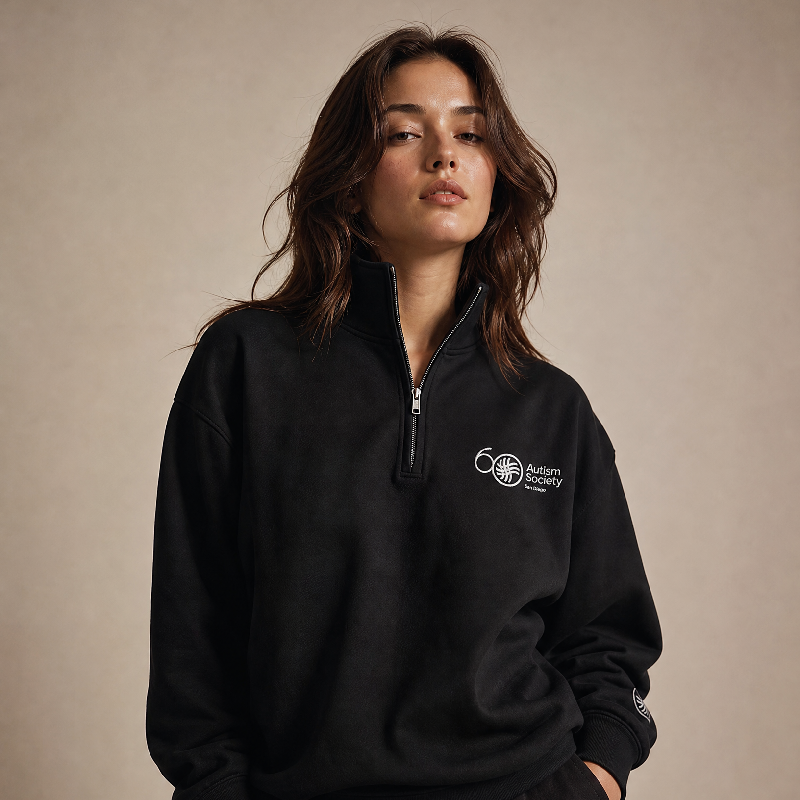 ASSD 60th Logo Unisex 1/4 Zip Sweatshirt | Autism Society San Diego