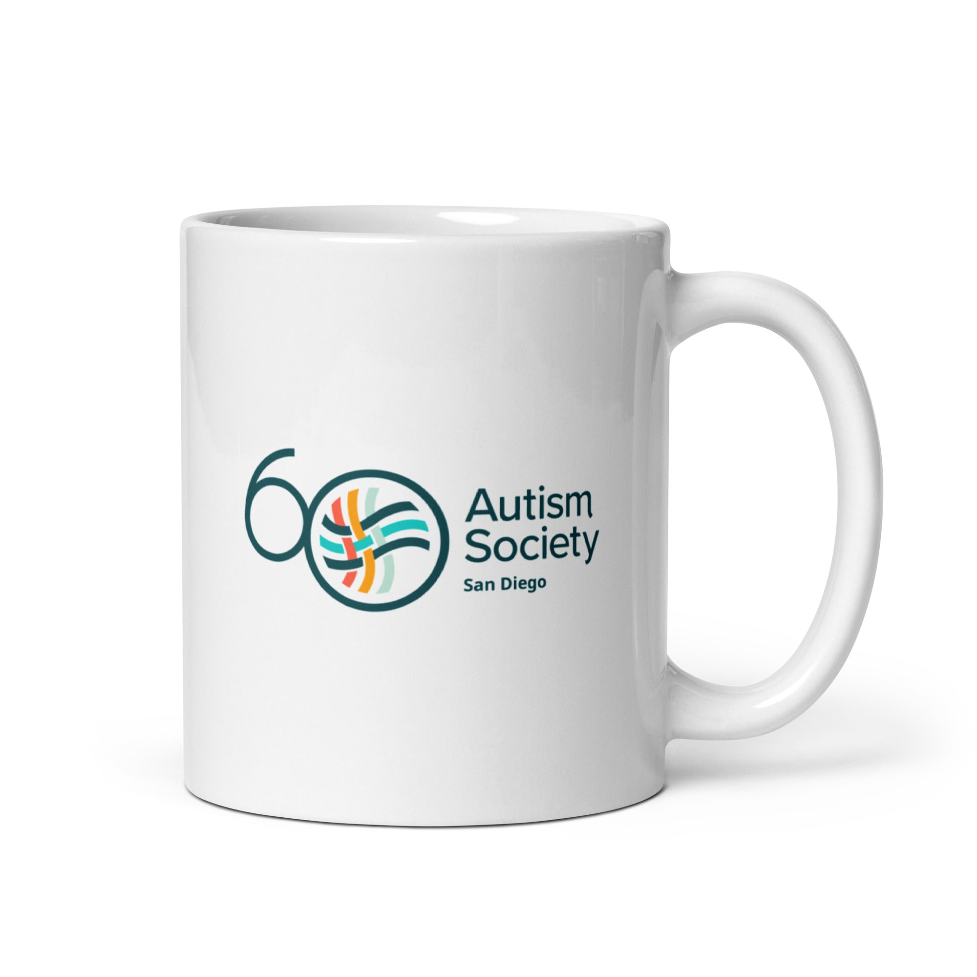 ASSD 60th Logo White Mug | Autism Society San Diego