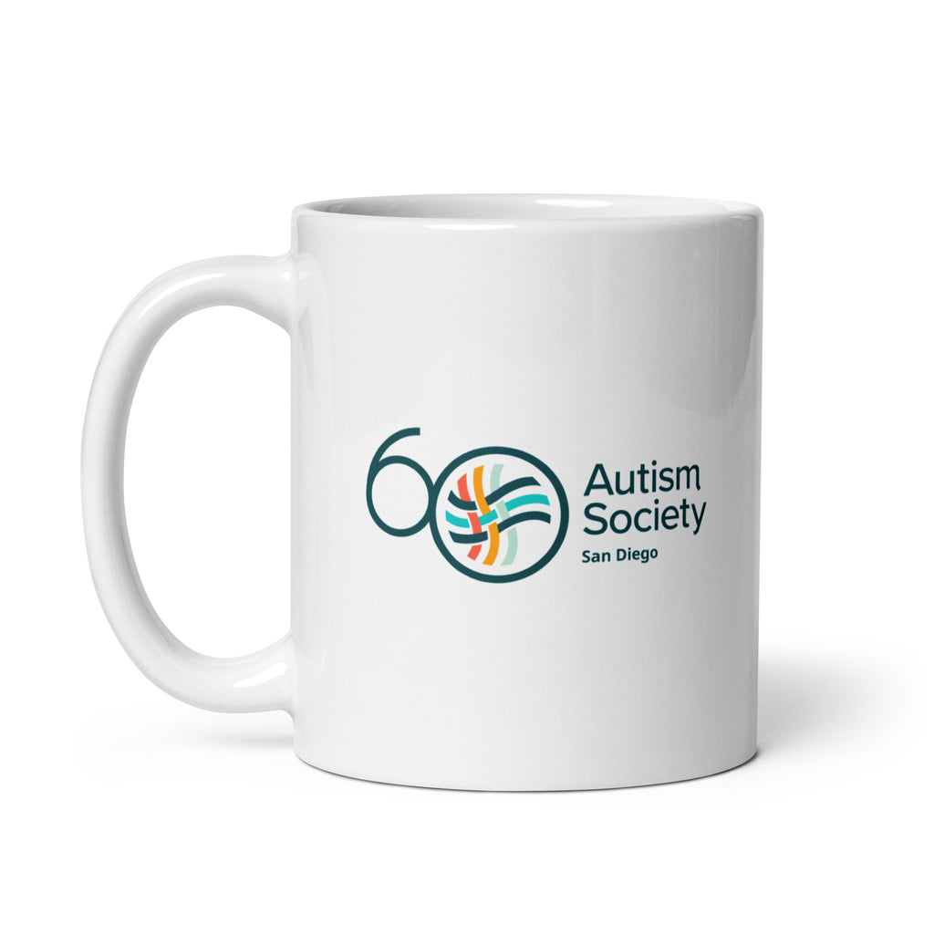ASSD 60th Logo White Mug | Autism Society San Diego