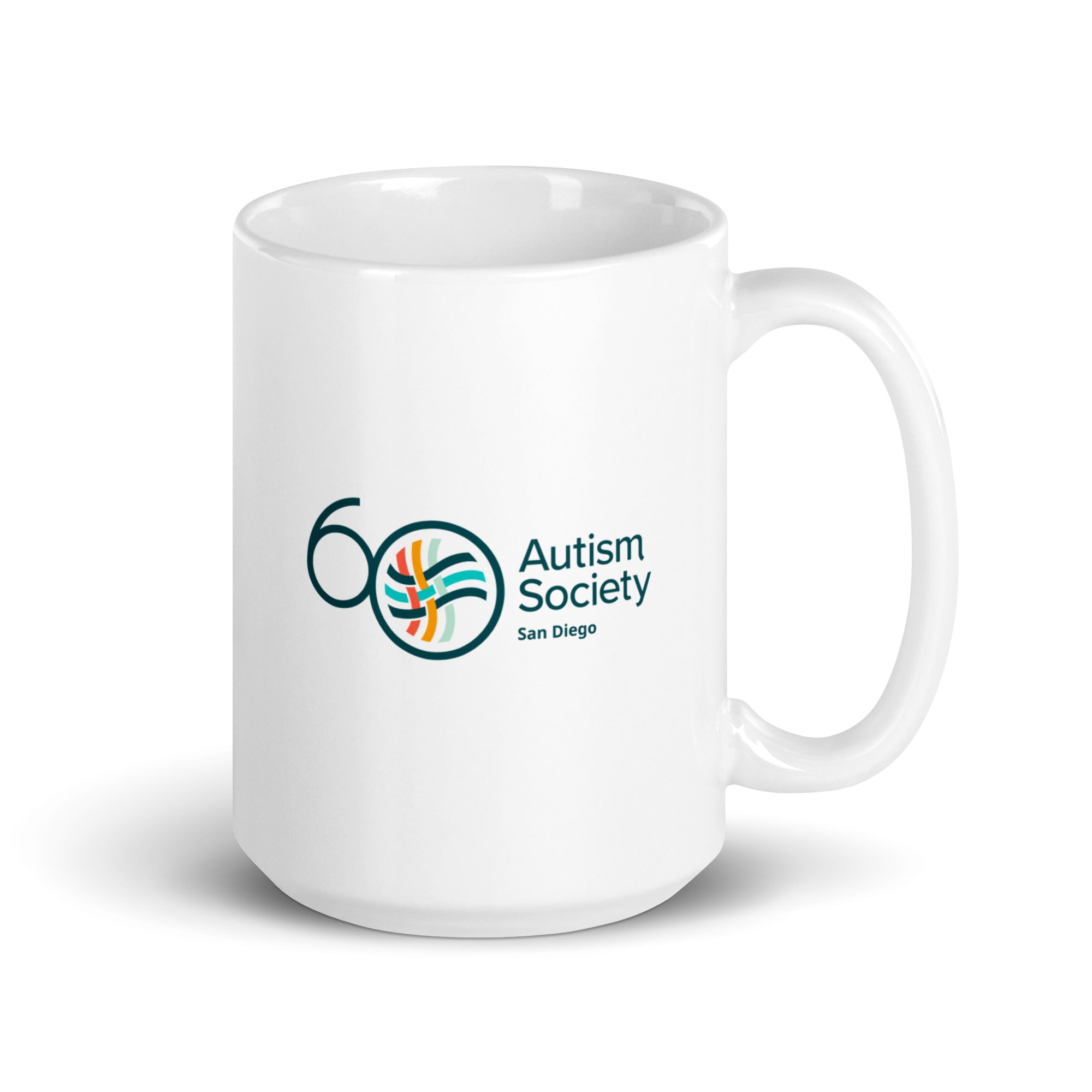 ASSD 60th Logo White Mug | Autism Society San Diego