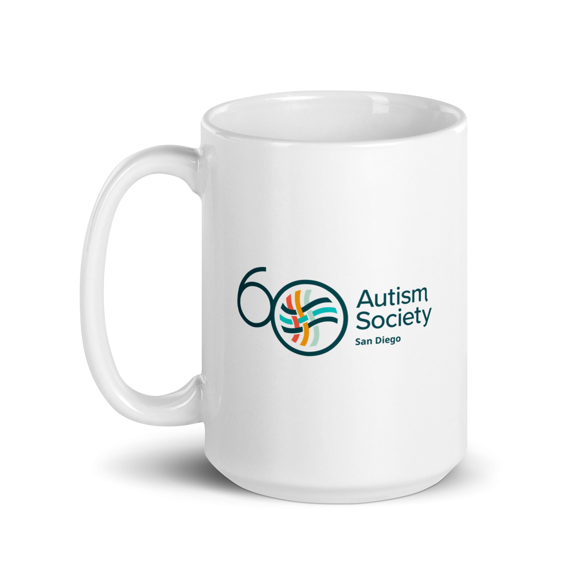 ASSD 60th Logo White Mug | Autism Society San Diego