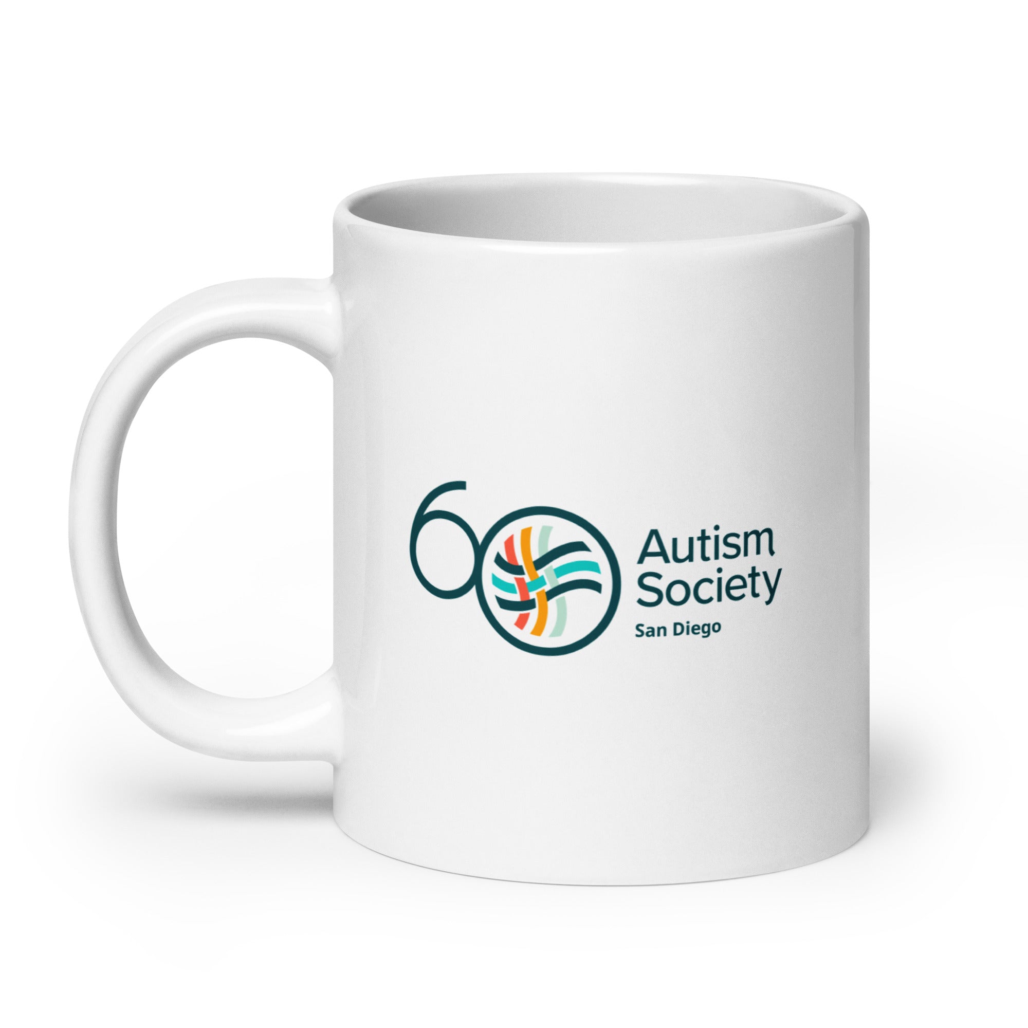 ASSD 60th Logo White Mug | Autism Society San Diego