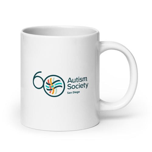 ASSD 60th Logo White Mug | Autism Society San Diego