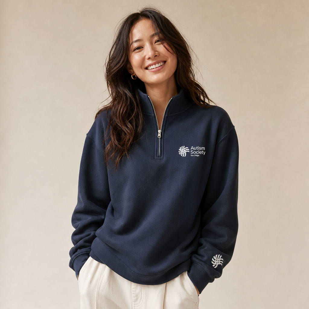 ASSD Essential Logo Unisex 1/4 Zip Sweatshirt | Autism Society San Diego