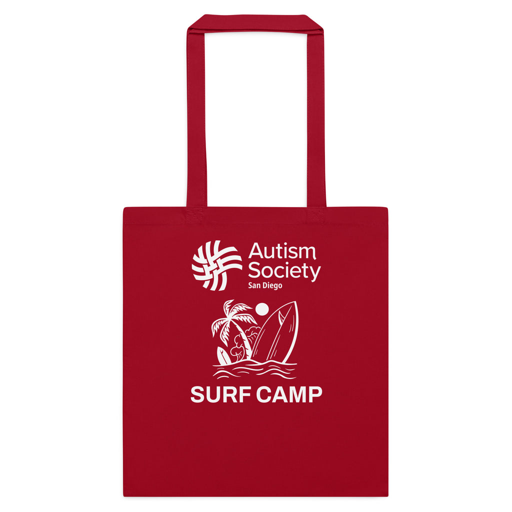 Surf Camp Cotton Tote Bag in Classic Red | Autism Society San Diego