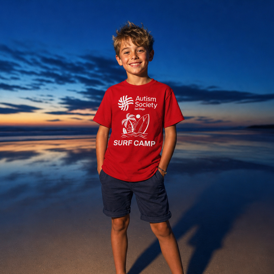 Surf Camp Youth Tee | Autism Society San Diego