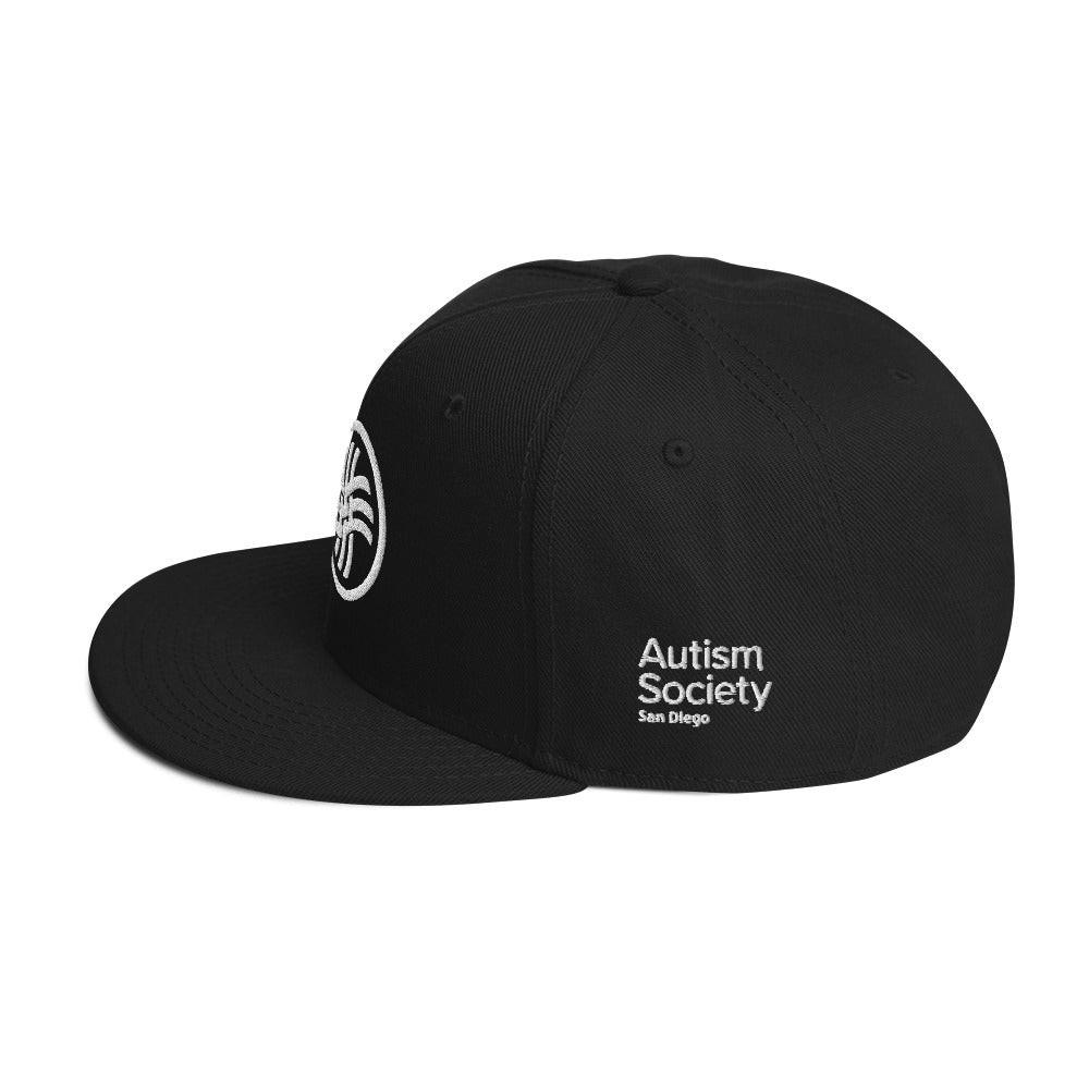 ASSD 60th Logo Adult Snapback Hat in Black | Autism Society San Diego