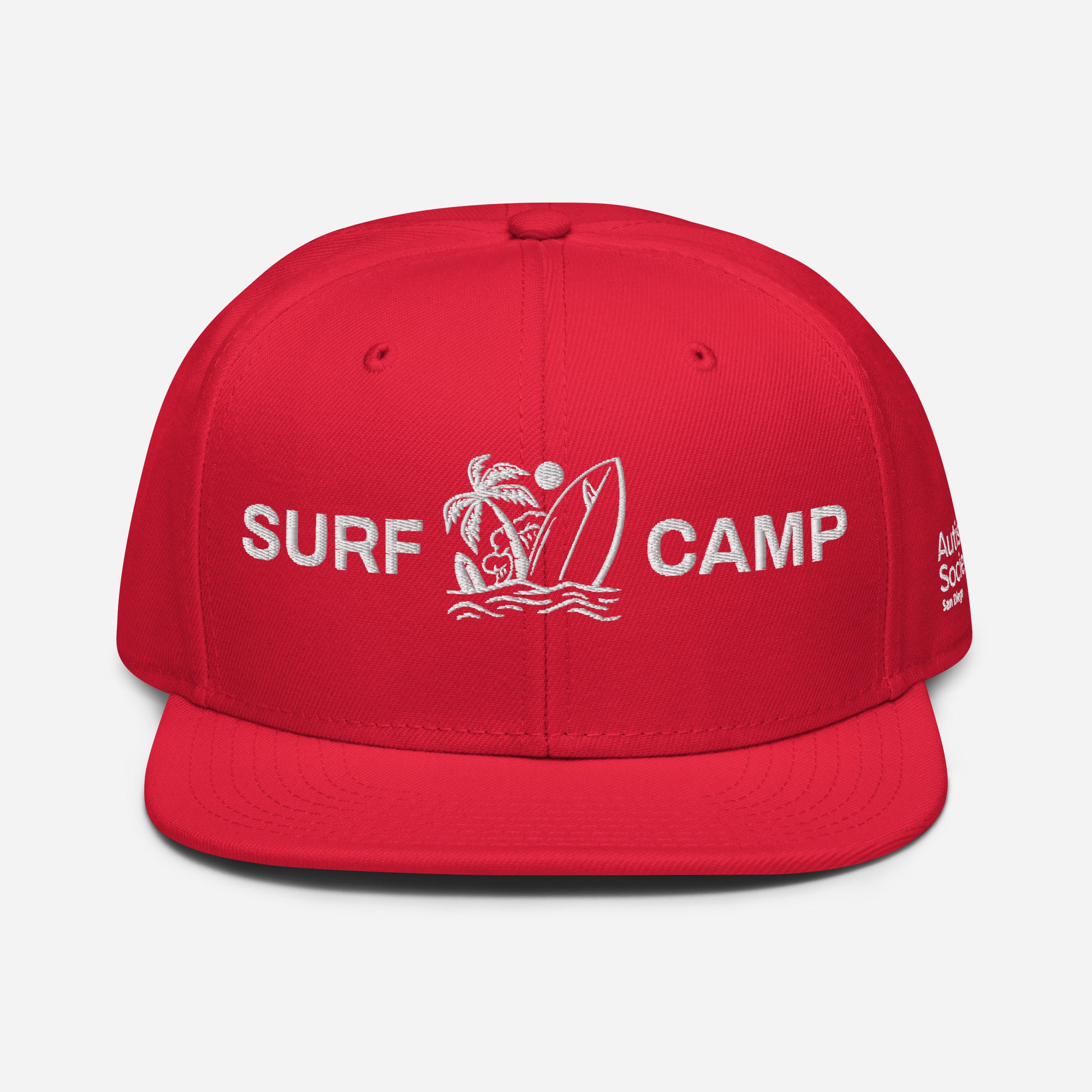 Surf Camp Snapback Hat in Red | Autism Society San Diego