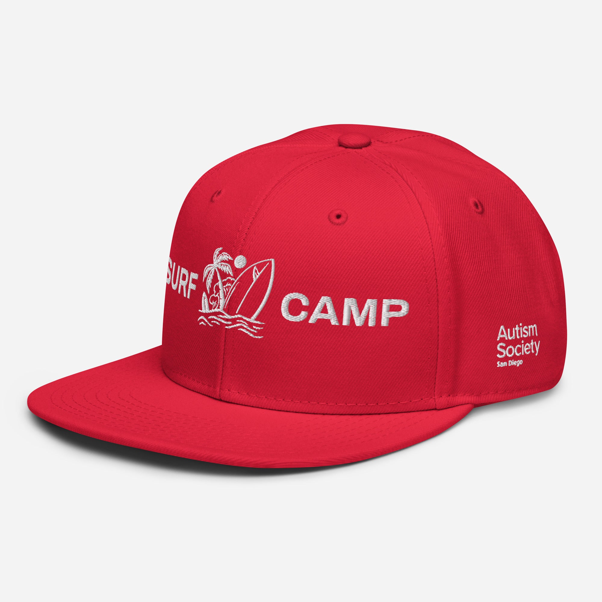 Surf Camp Snapback Hat in Red | Autism Society San Diego