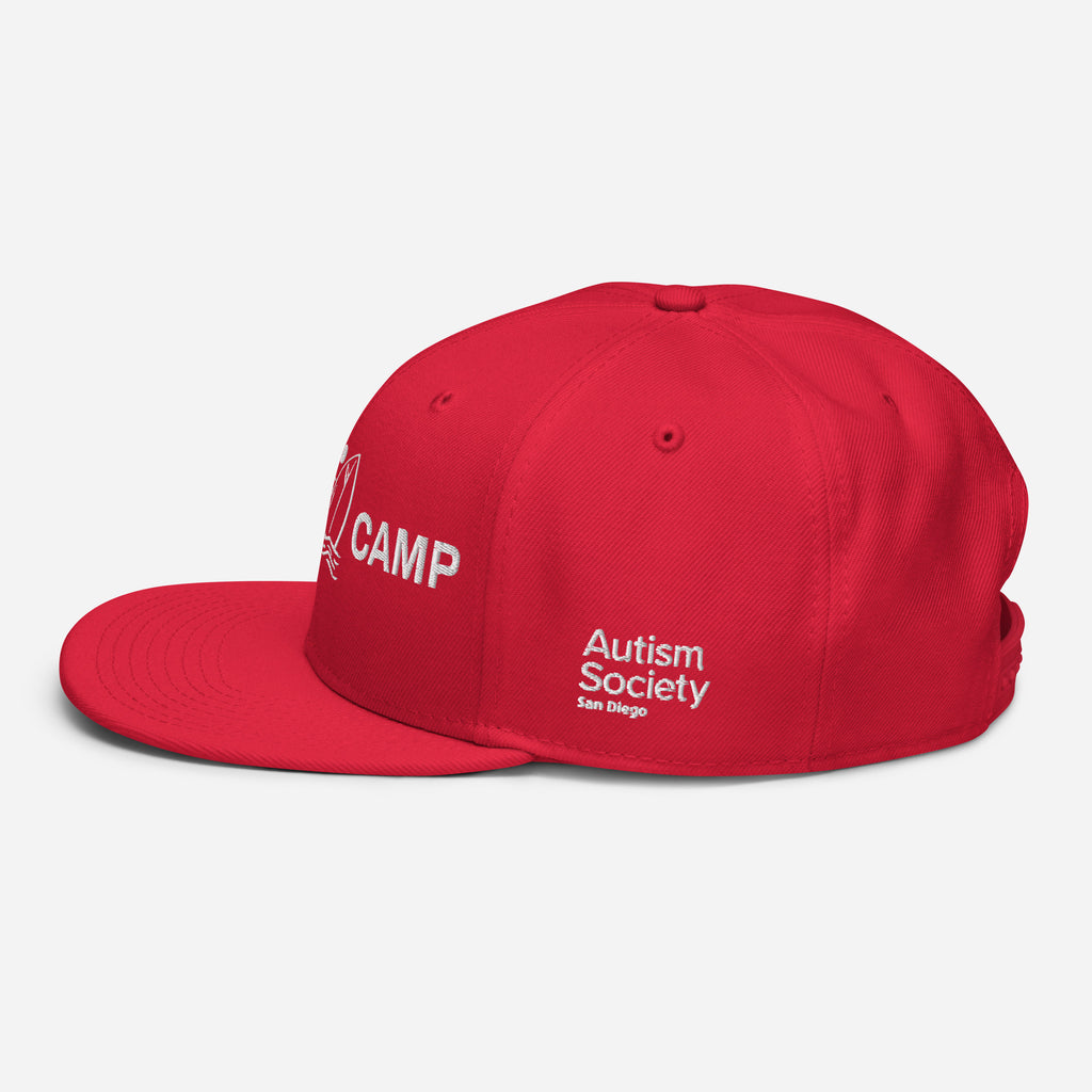 Surf Camp Snapback Hat in Red | Autism Society San Diego