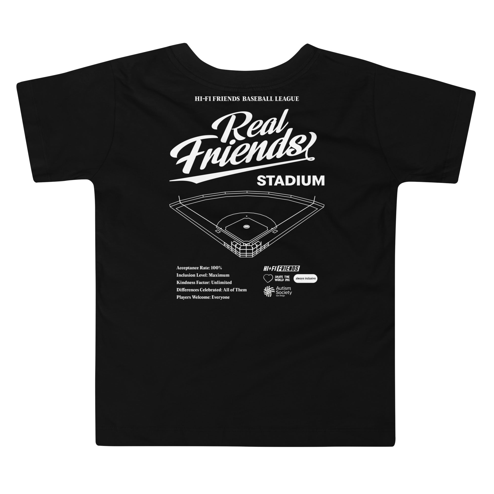 Real Friends Stadium Toddler Tee in Black | Autism Society San Diego