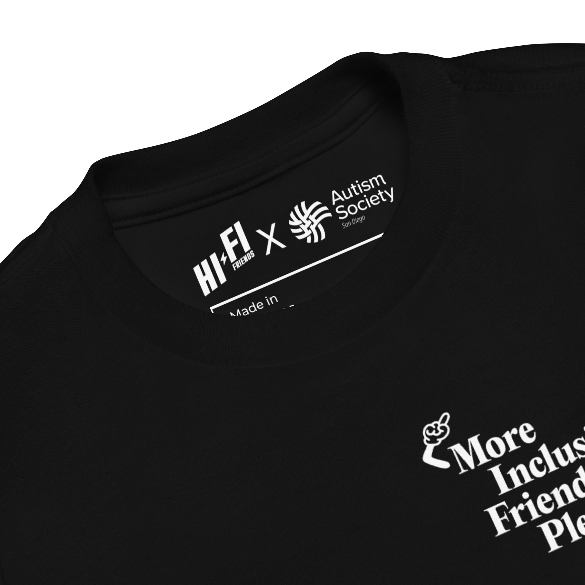 More Inclusive Friends Please Toddler Tee in Black | Autism Society San Diego