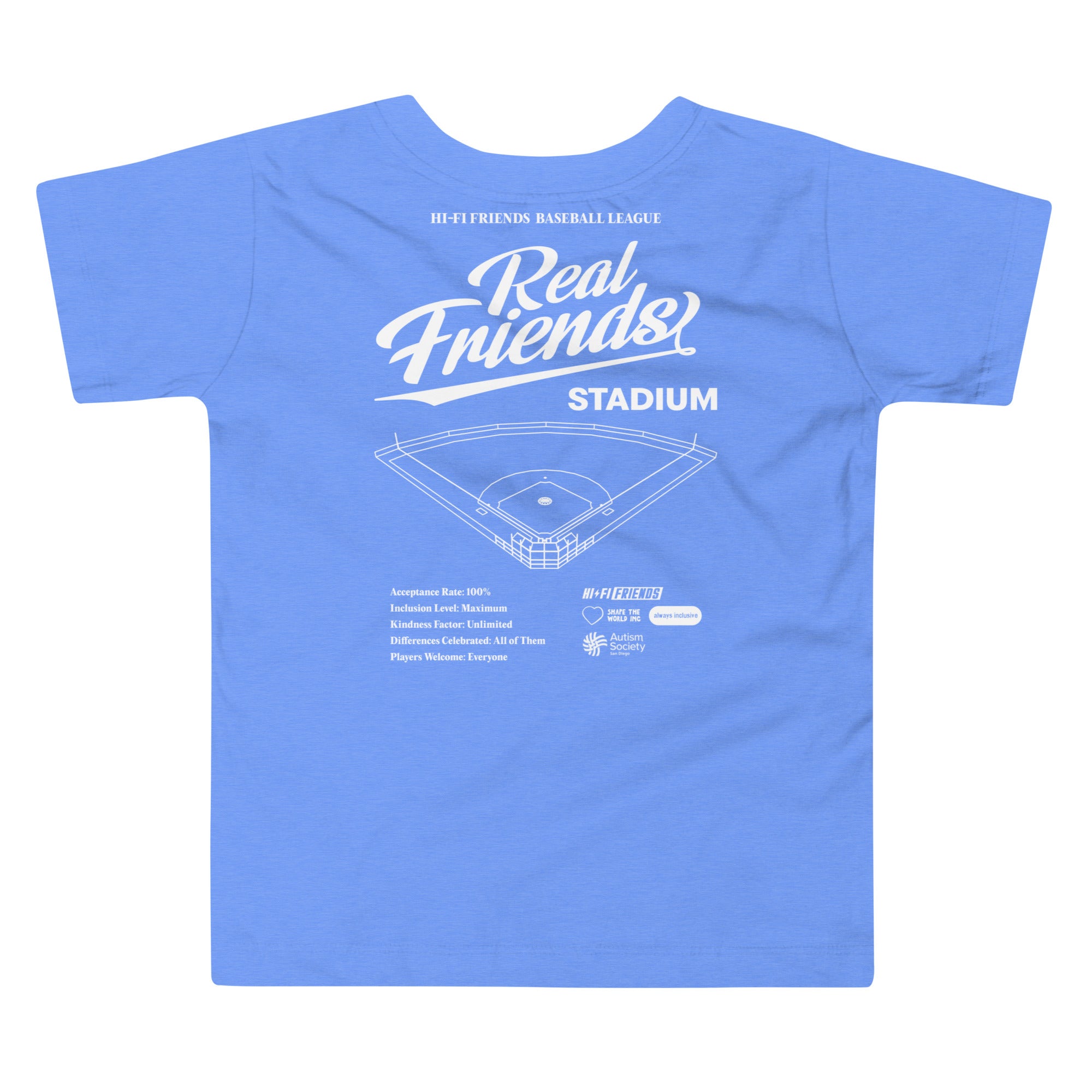 Real Friends Stadium Toddler Tee in Heather Columbia Blue | Autism Society San Diego