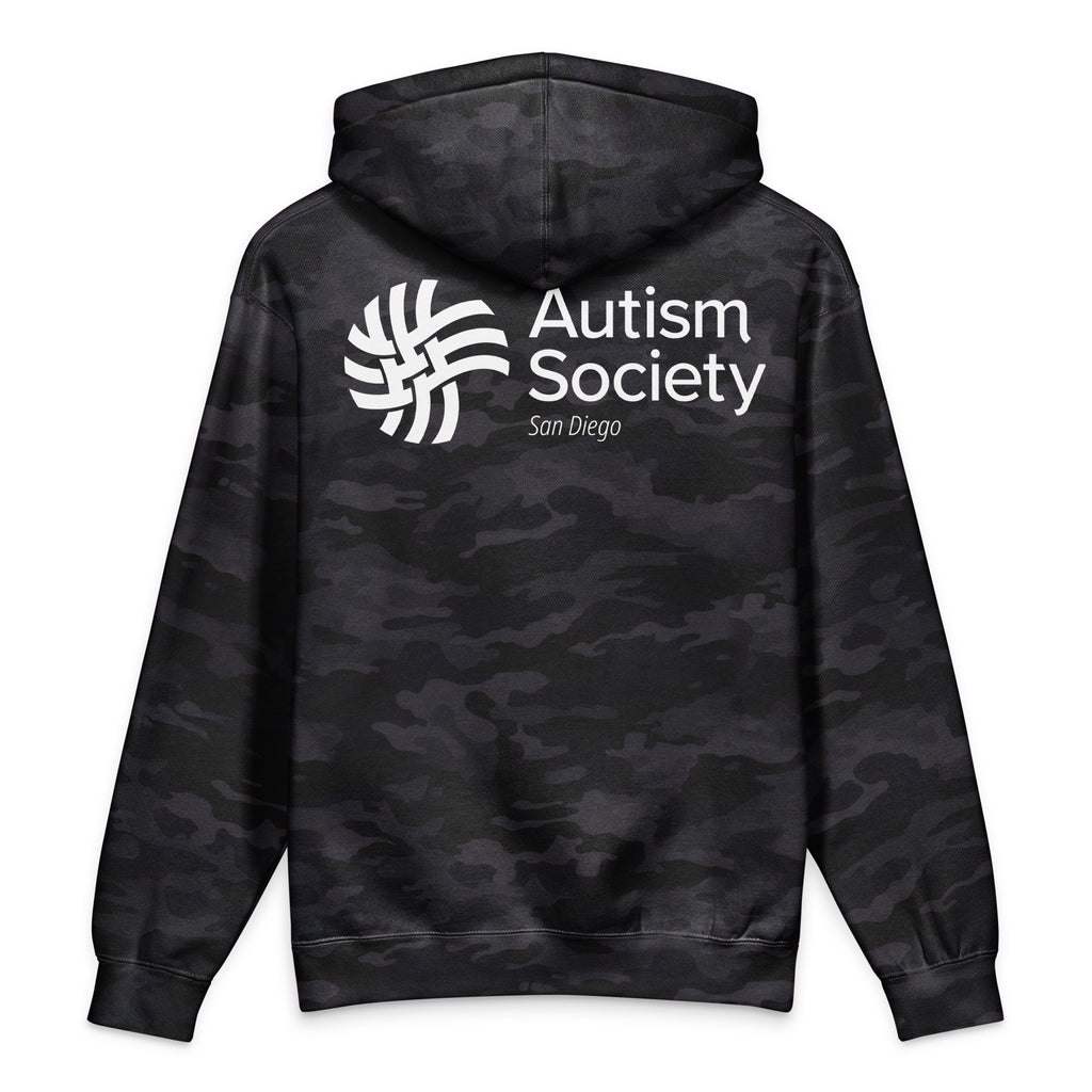 ASSD Essential Logo Heavyweight Hoodie in Black Camo | Autism Society San Diego