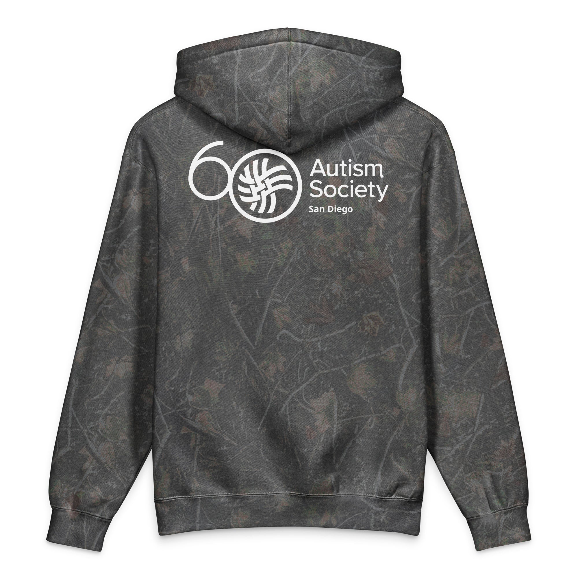 ASSD 60th Logo Heavyweight Hoodie in Darkwood Tree Camo | Autism Society San Diego