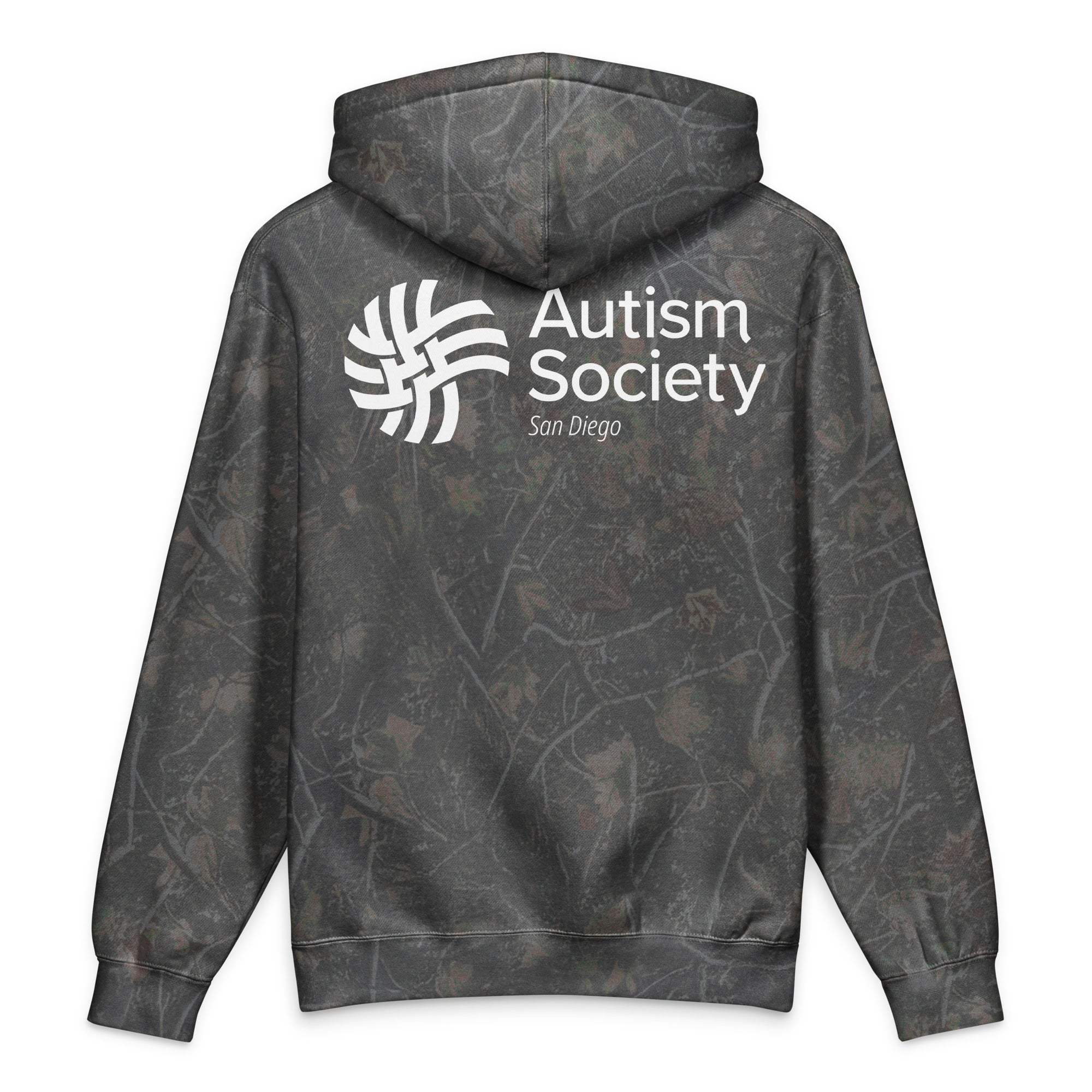 ASSD Essential Logo Heavyweight Hoodie in Darkwood Tree Camo | Autism Society San Diego