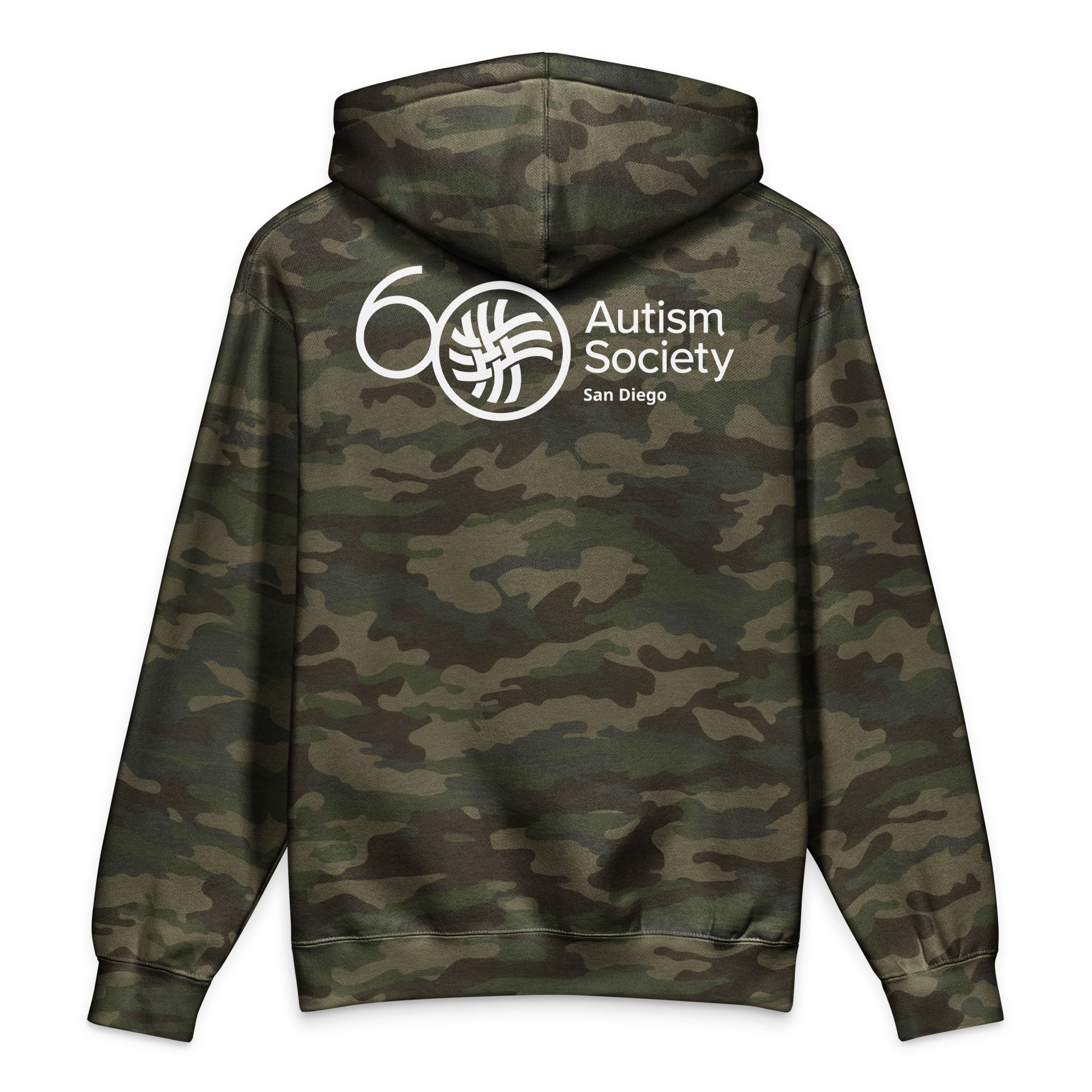 ASSD 60th Logo Heavyweight Hoodie in Forest Camo | Autism Society San Diego