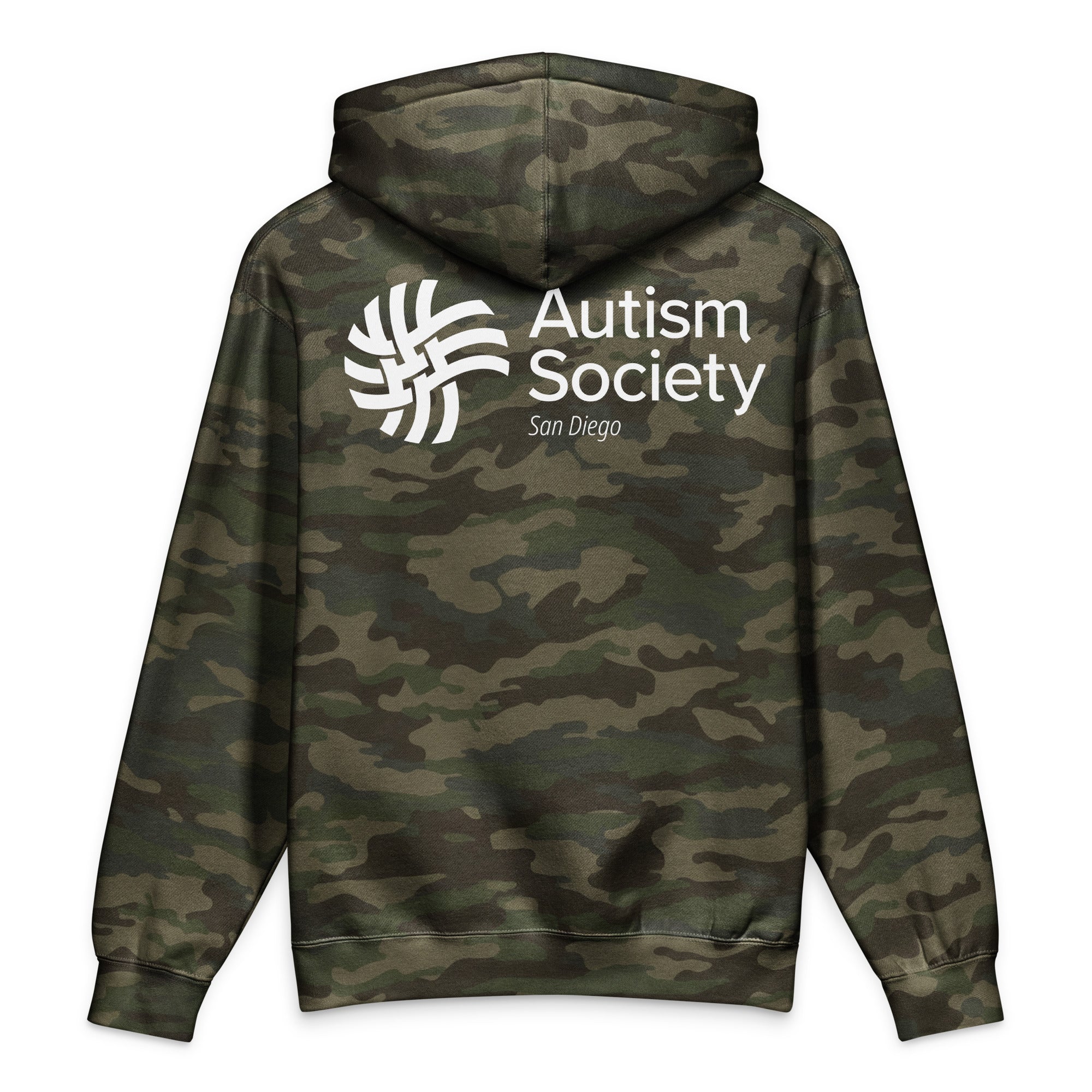 ASSD Essential Logo Heavyweight Hoodie in Forest Camo | Autism Society San Diego