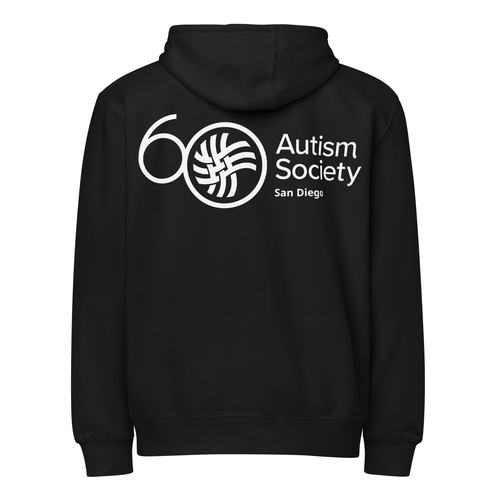 ASSD 60th Logo Zip Up Hoodie in Black | Autism Society San Diego