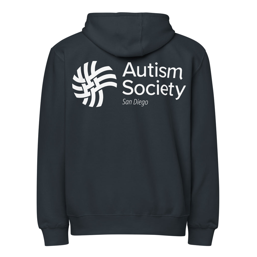 ASSD Essential Logo Zip Up Hoodie in Navy | Autism Society San Diego