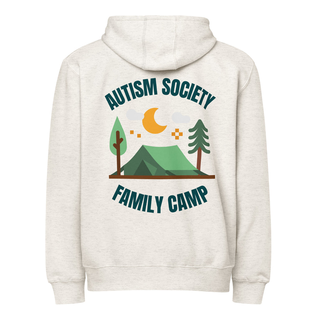 Family Camp Zip Up Hoodie in Oatmeal Heather | Autism Society San Diego