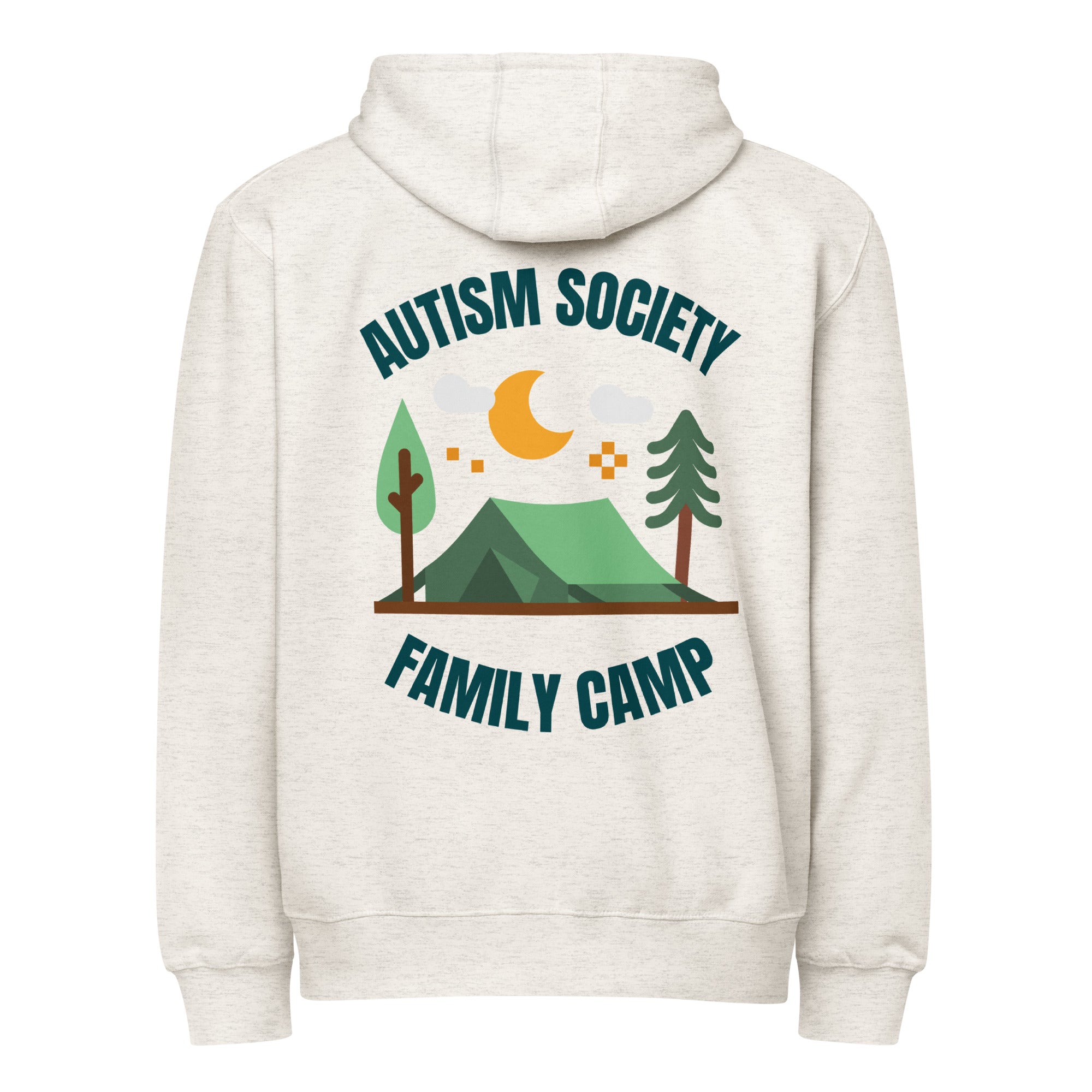 Family Camp Zip Up Hoodie in Oatmeal Heather | Autism Society San Diego