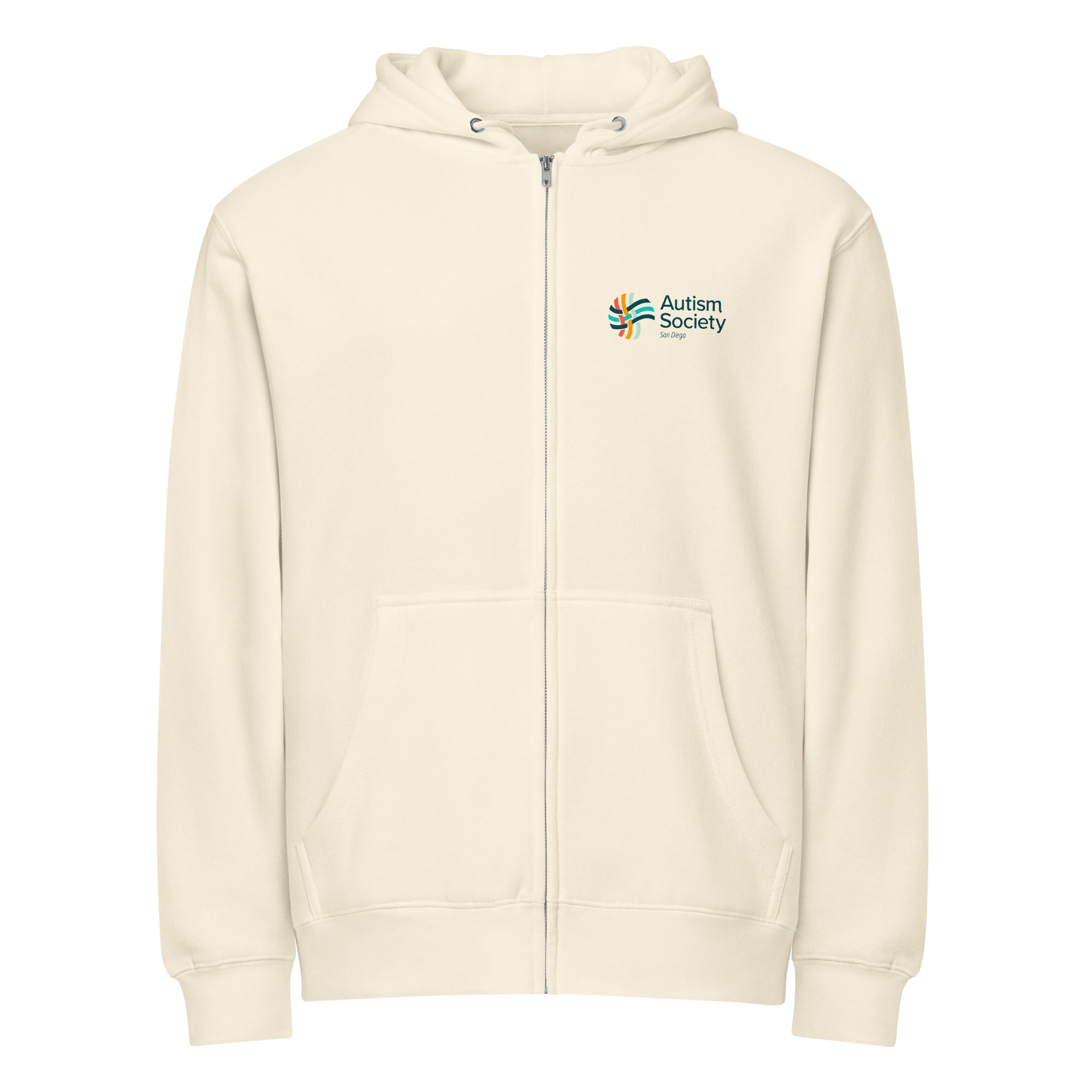 ASSD Essential Logo Zip Up Hoodie in Sandshell | Autism Society San Diego