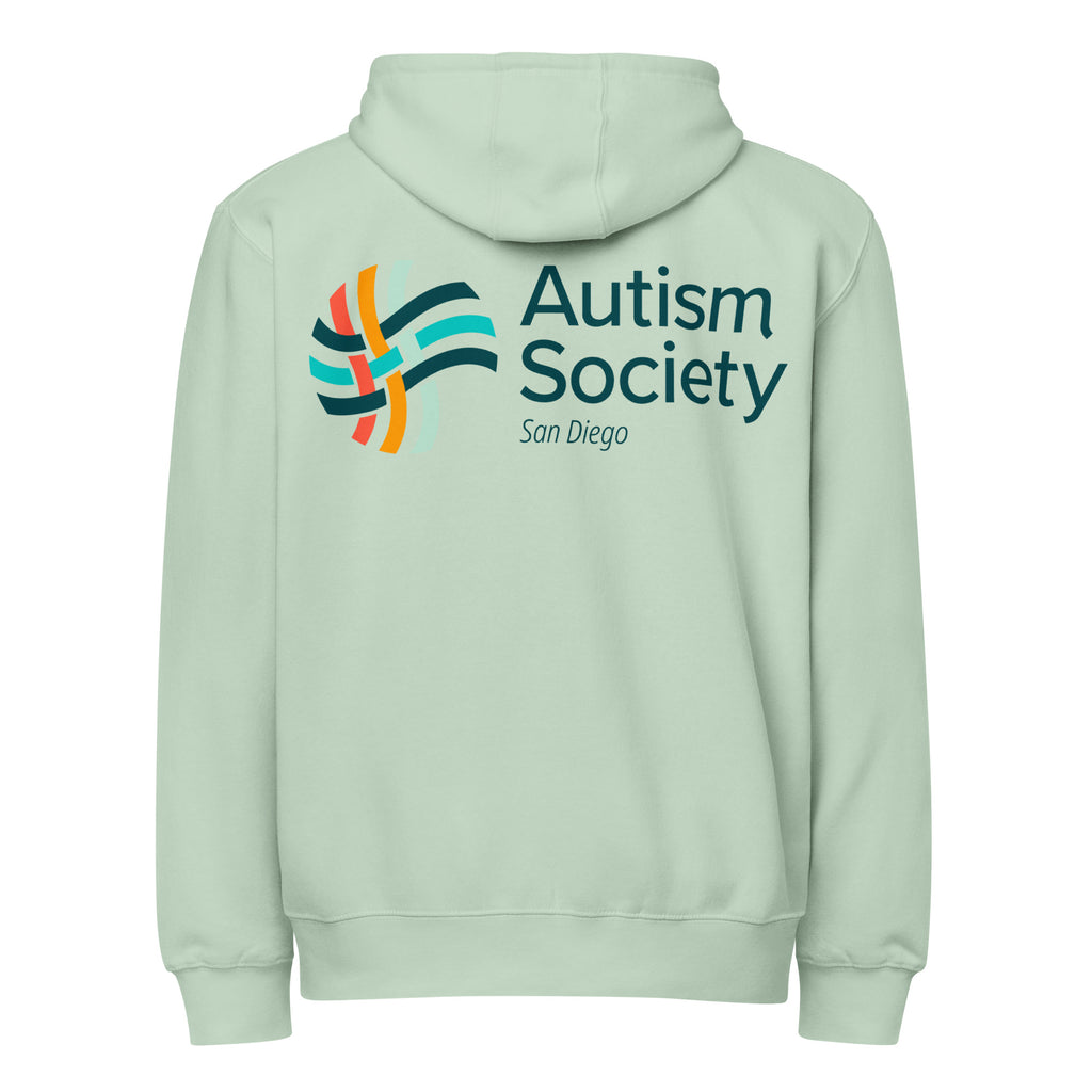ASSD Essential Logo Zip Up Hoodie in Seafoam | Autism Society San Diego