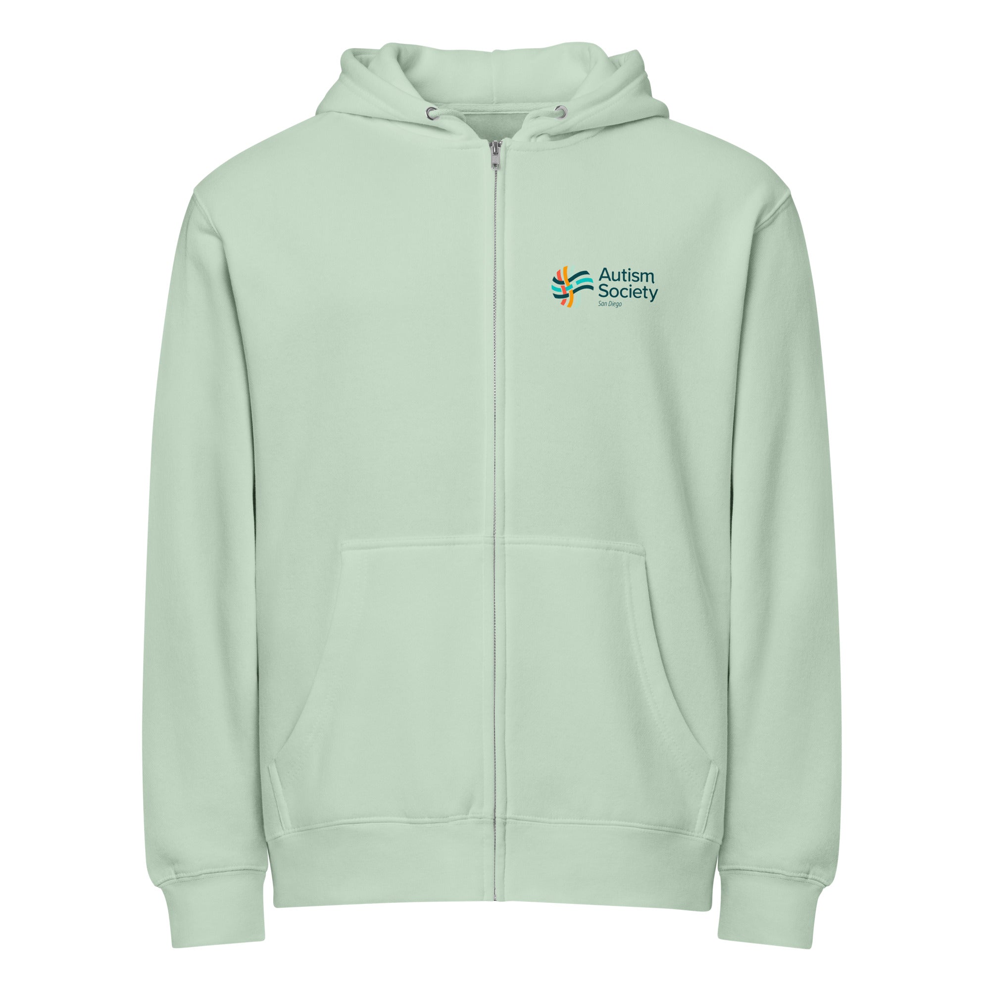ASSD Essential Logo Zip Up Hoodie in Seafoam | Autism Society San Diego
