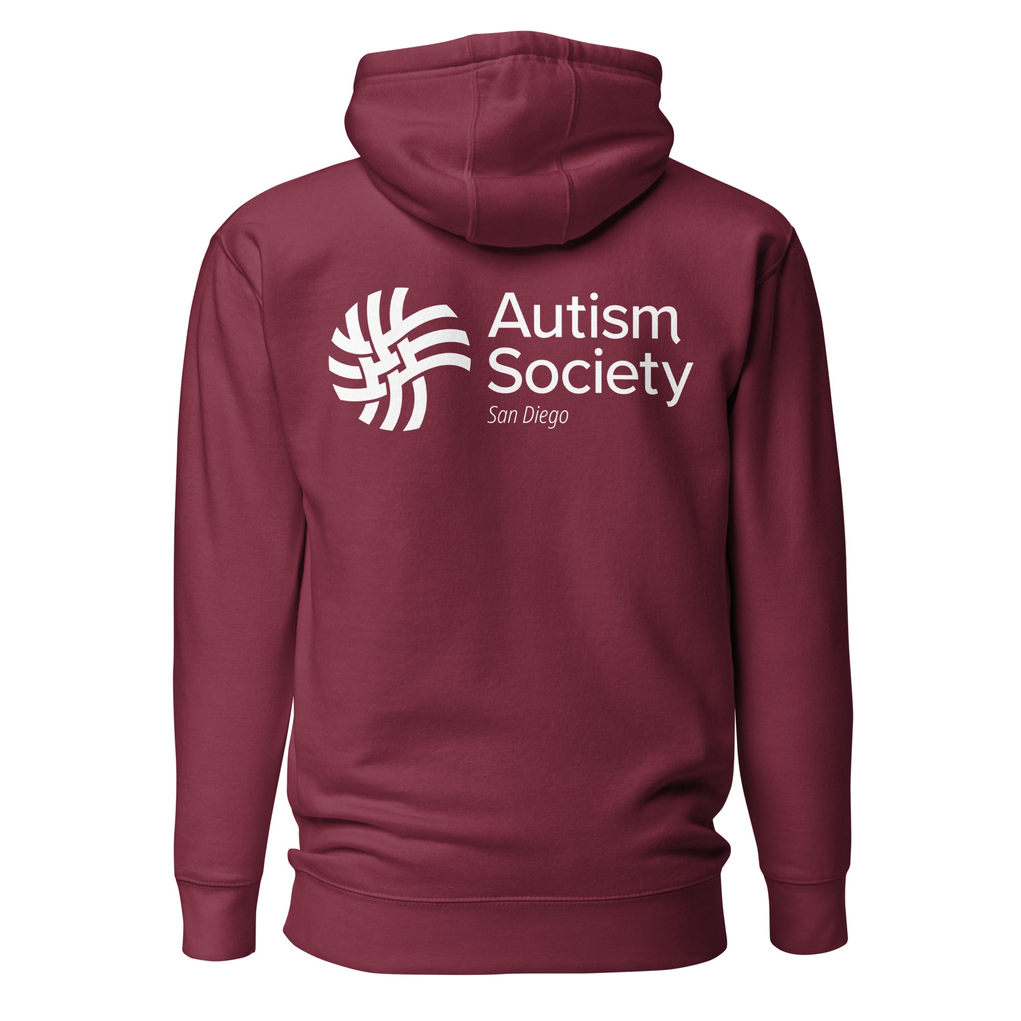 ASSD Essential Logo Unisex Hoodie in Maroon | Autism Society San Diego