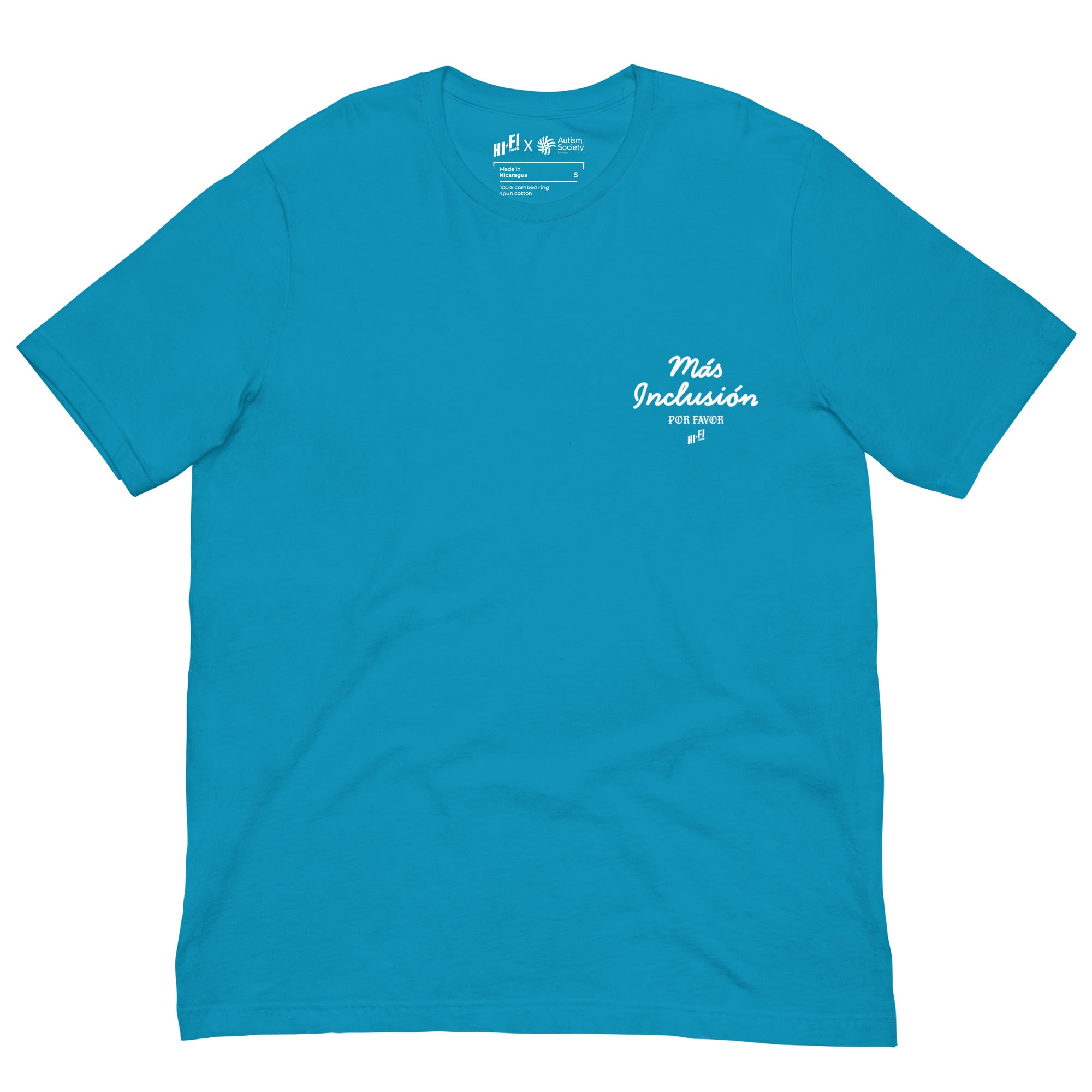 Más Inclusión Tee in Aqua | Autism Society San Diego