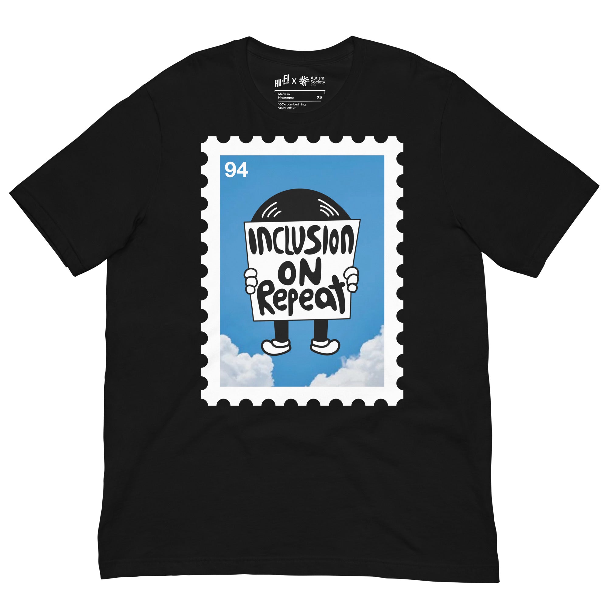 Inclusion On Repeat Tee in Black | Autism Society San Diego