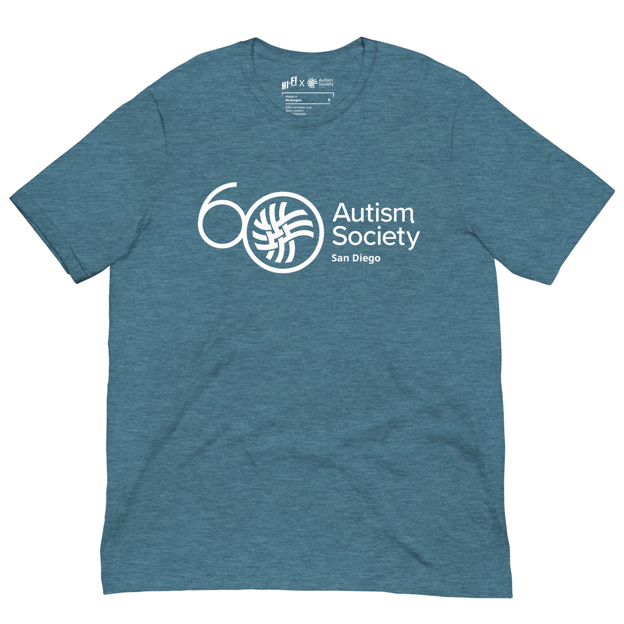 ASSD 60th Logo Tee in Heather Deep Teal | Autism Society San Diego