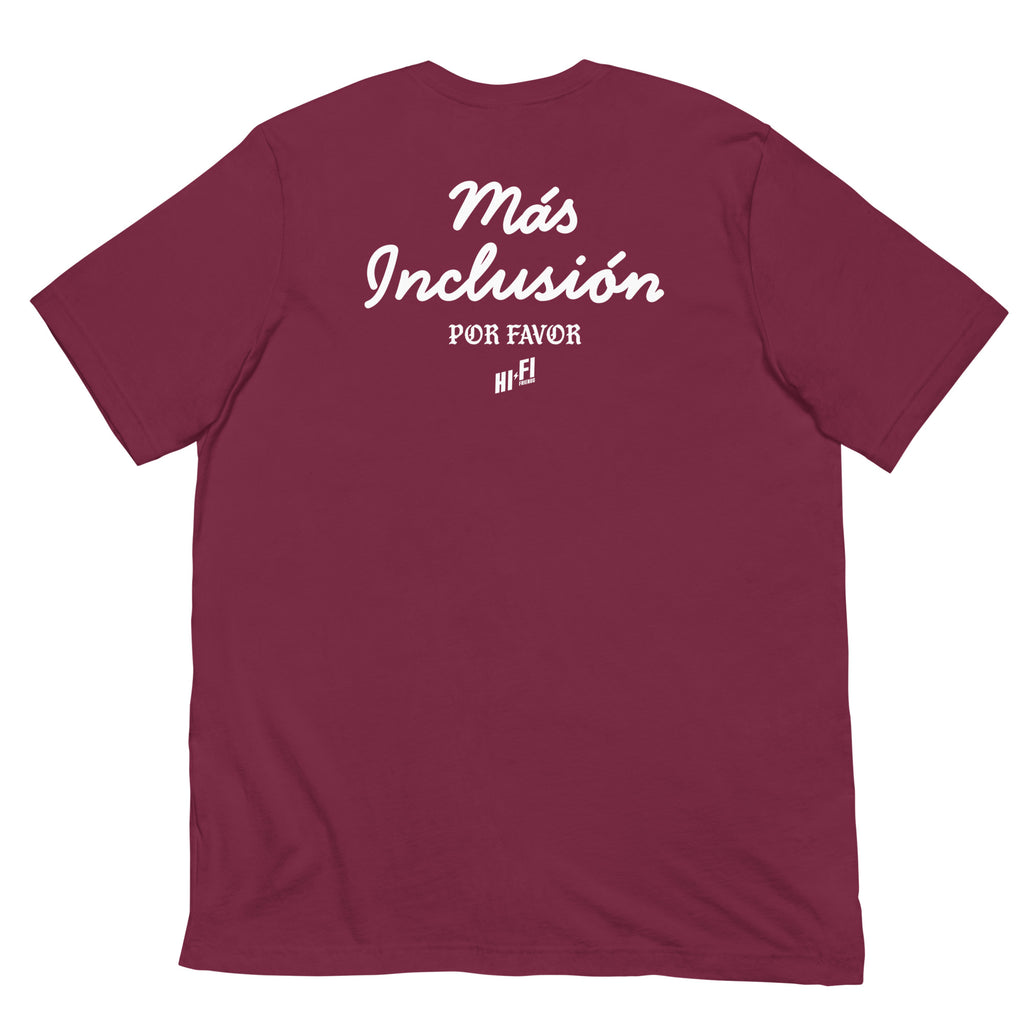 Más Inclusión Tee in Maroon | Autism Society San Diego