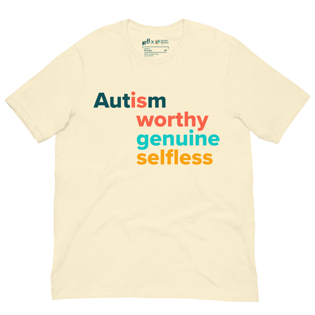 Autism Is Worthy Tee in Natural | Autism Society San Diego