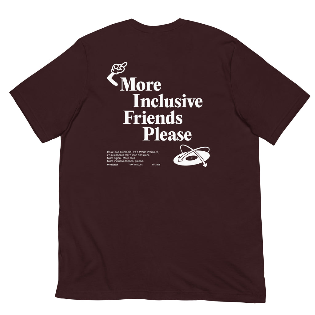 More Inclusive Friends Please Tee in Oxblood Black | Autism Society San Diego