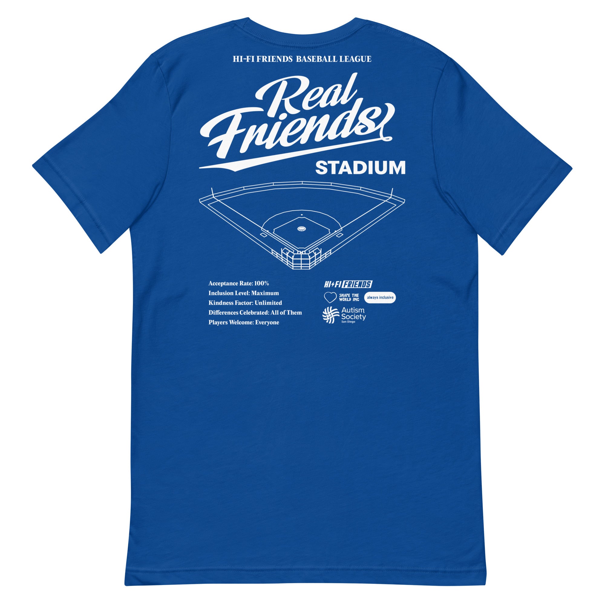 Real Friends Stadium Tee in True Royal | Autism Society San Diego