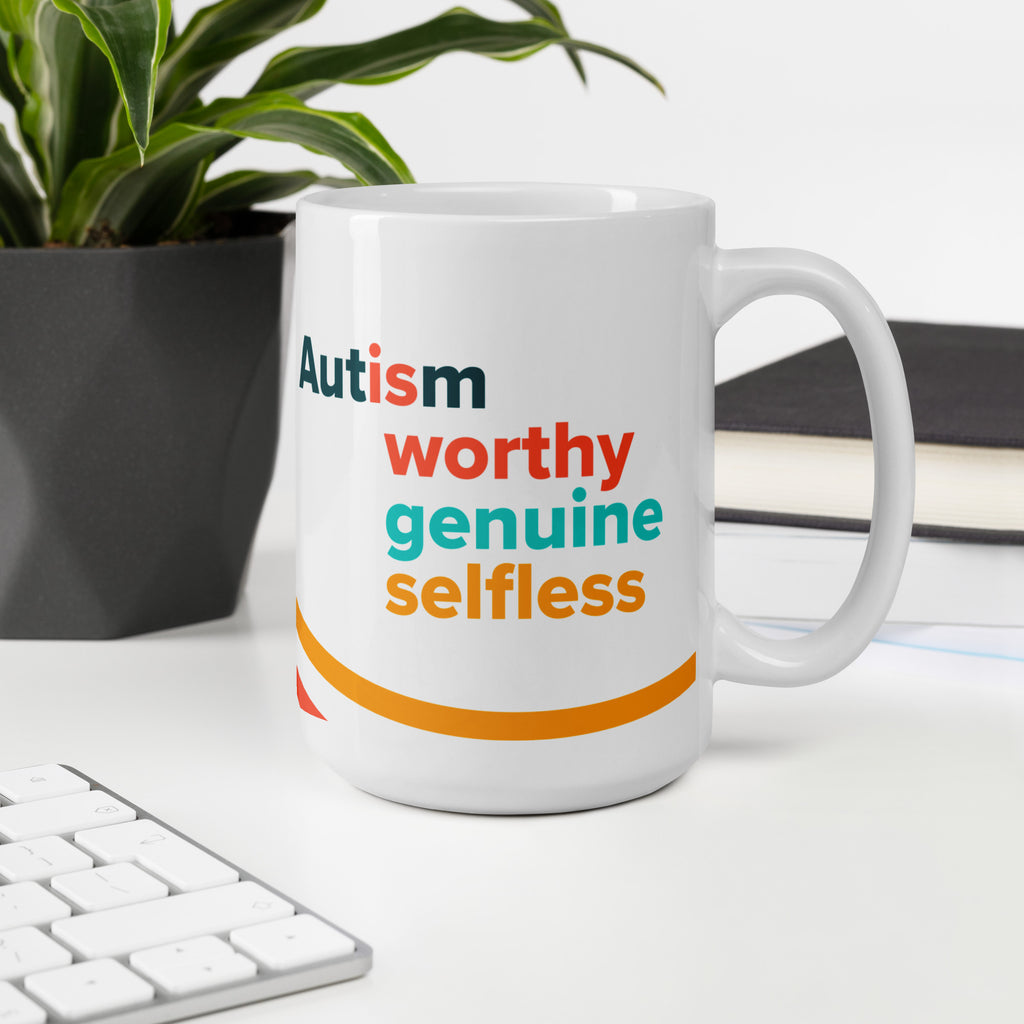 Autism Is Worthy White Mug 15oz | Autism Society San Diego