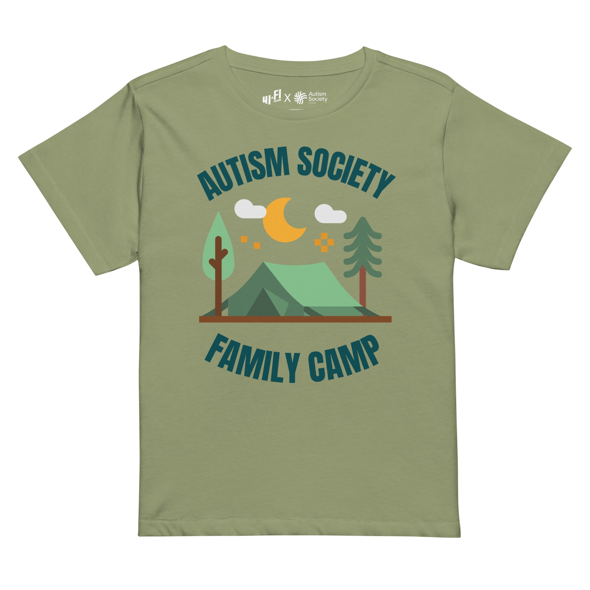 Family Camp Women's High-Waisted Tee in Artichoke | Autism Society San Diego