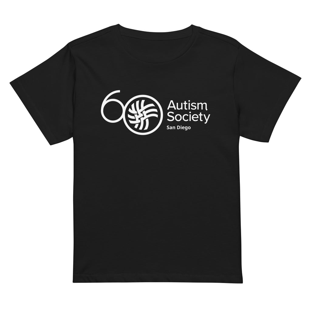ASSD 60th Logo Women's High-Waisted Tee in Black | Autism Society San Diego