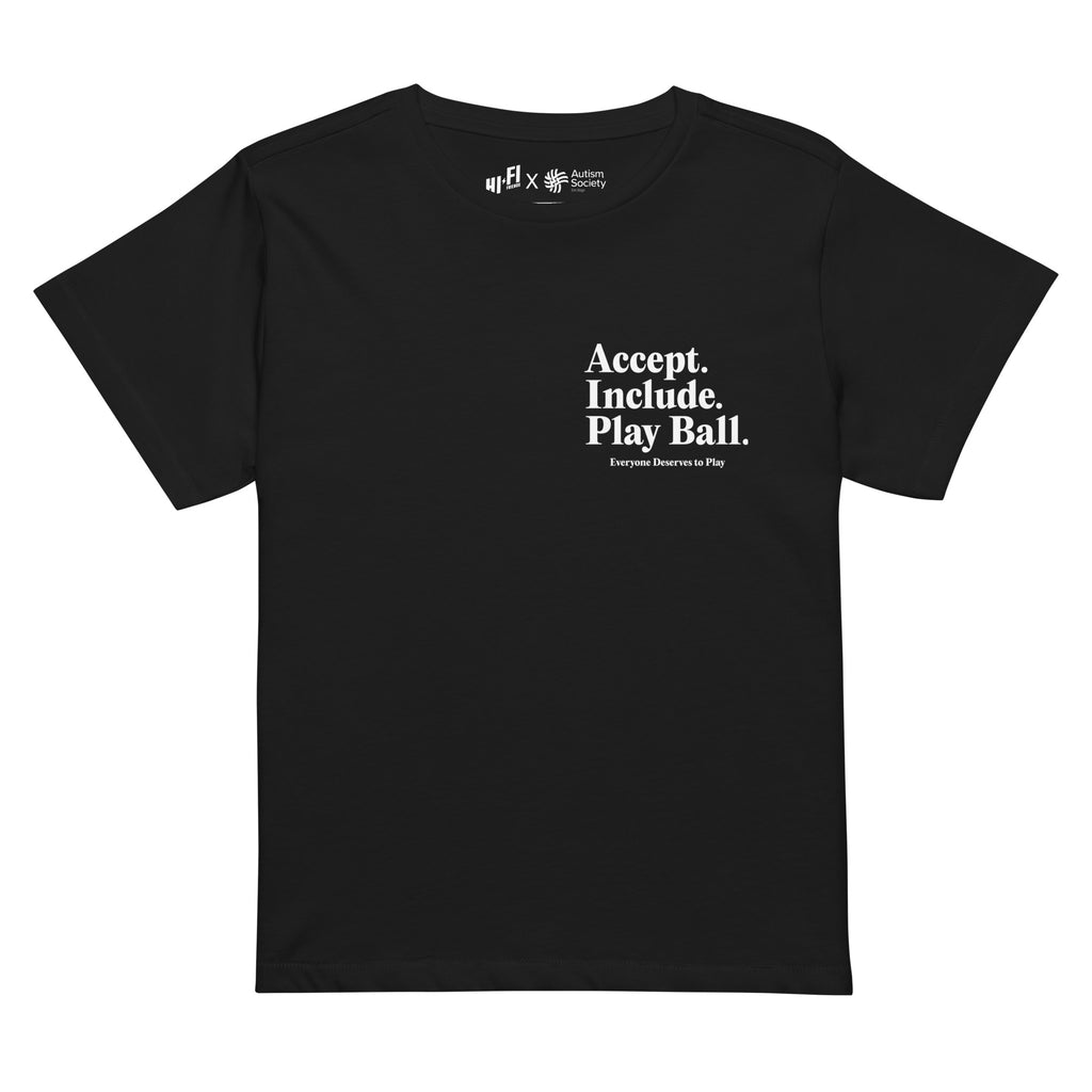 Real Friends Stadium Women's High-Waisted Tee in Black | Autism Society San Diego
