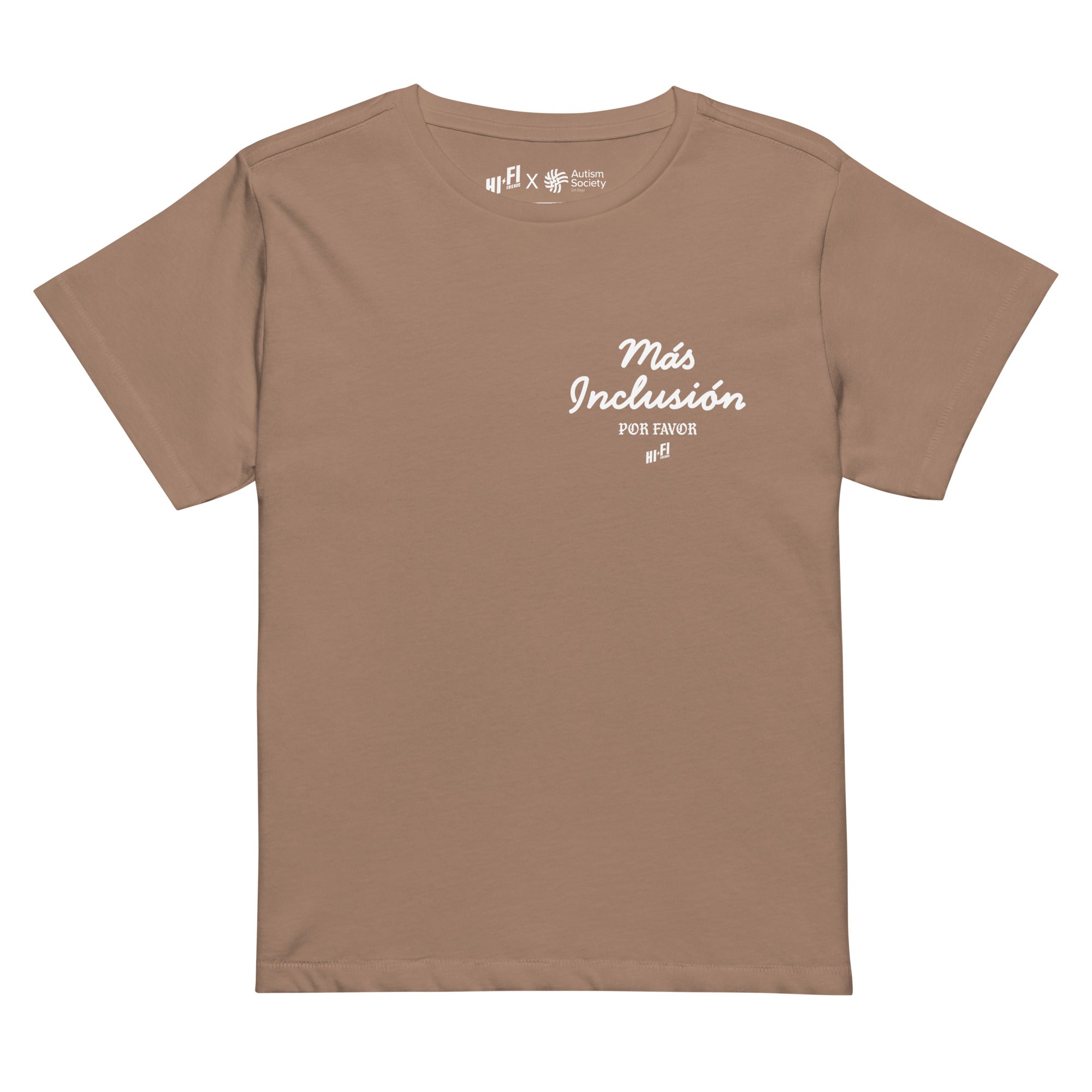 Más Inclusión Women's High-Waisted Tee in Latte | Autism Society San Diego