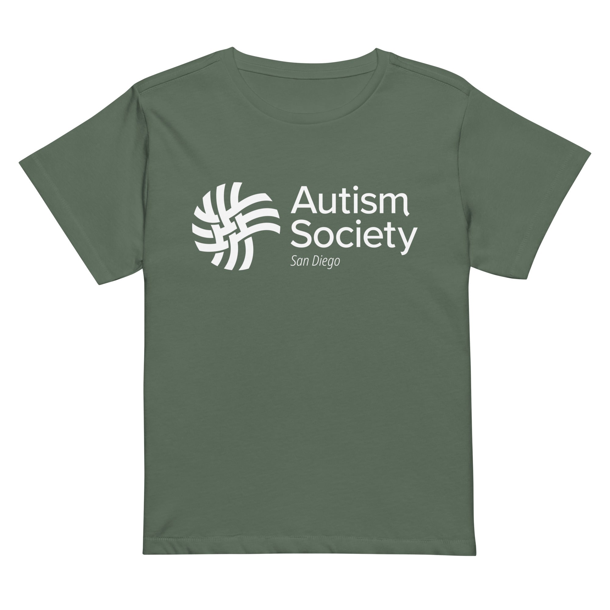 ASSD Essential Logo Women's High-Waisted Tee in Pine | Autism Society San Diego