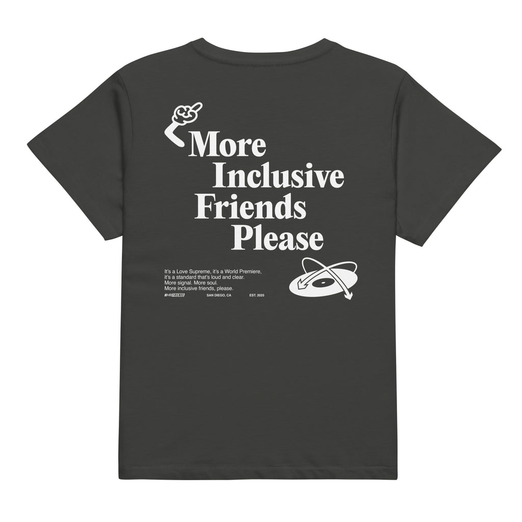 More Inclusive Friends Please Women's High-Waisted Tee in Vintage Black | Autism Society San Diego