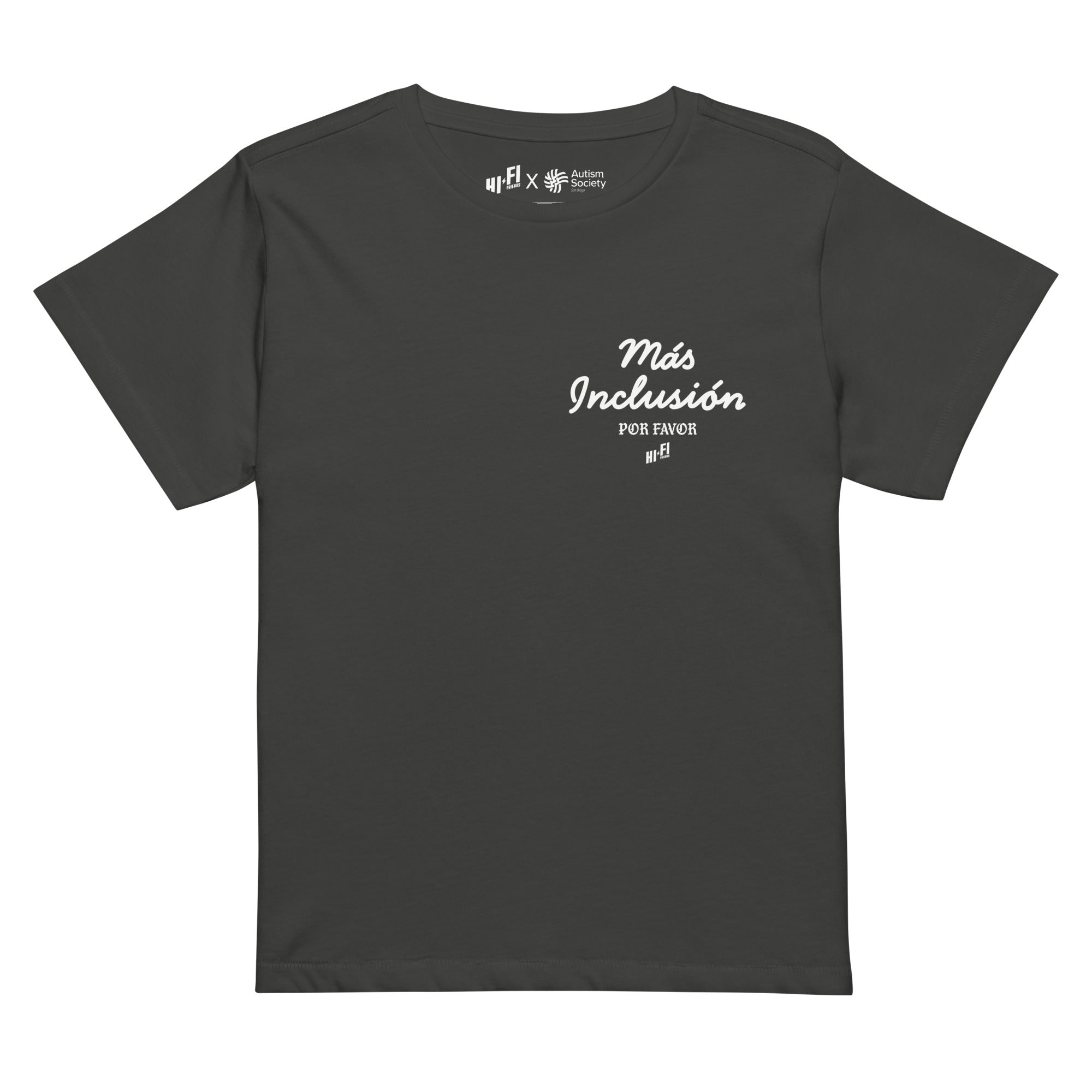 Más Inclusión Women's High-Waisted Tee in Vintage Black | Autism Society San Diego
