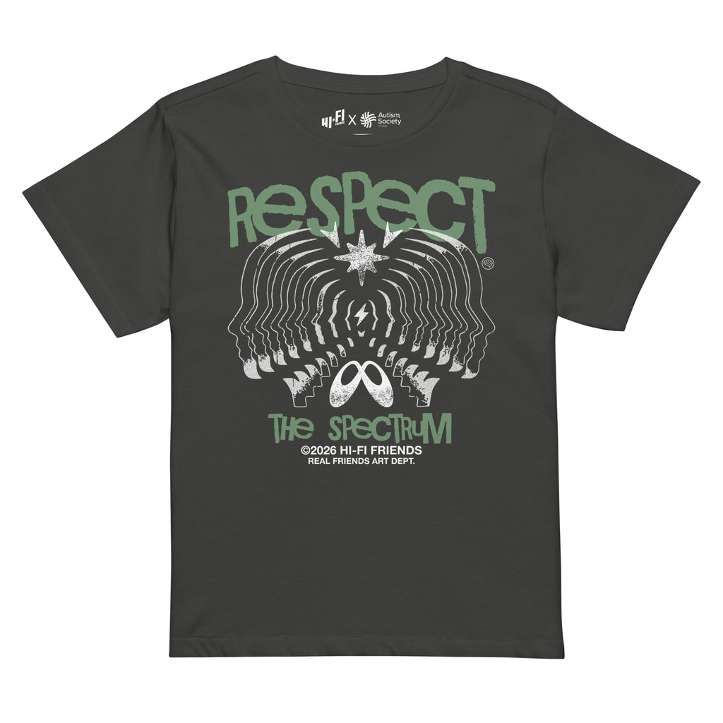 Respect The Spectrum Women's High-Waisted Tee in Vintage Black | Autism Society San Diego